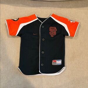 12 Mon SF Giants Nike Kids Black and Orange Sports Jersey